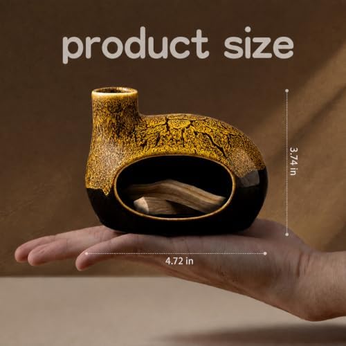 Handcrafted Ceramic Palo Santo Holder – Artistic Incense Burner for Meditation, Mindfulness and Zen Home Decor – Wabi-Sabi Style Cone Sculpture, Gift for Yoga, Relaxation & Aromatherapy (Yellow) - Image 3
