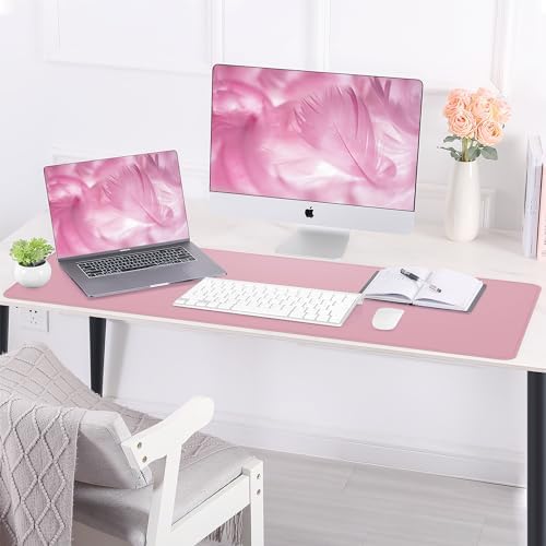 AFIING Leather Desk Pad Protector, Large Desk Mat with Natural Cork & PU Leather, Mouse Pad, Non-Slip, Waterproof Desk Writing Pad for Office and Home, Rose Pink - Image 6