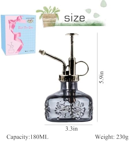 XXXFLOWER Glass Plant Mister Spray Bottle Grey 180ml/6 oz - Image 2