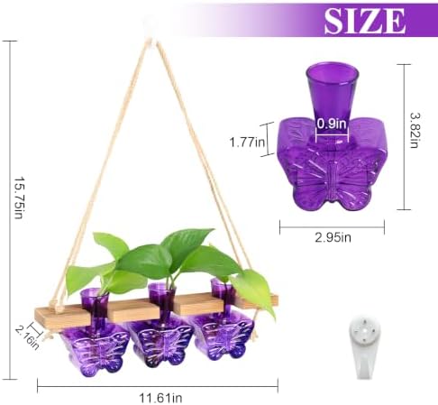 XXXFLOWER Plant Propagation Station Hanging Butterfly Shaped Vase Purple - Image 2