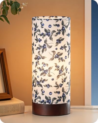 EDISHINE 9.85" Small Cute Table Lamp with TC Fabric Lampshade, Wood Base by EDISHINE