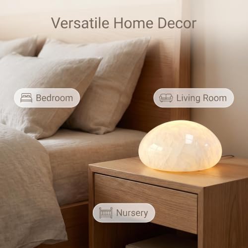 Natural Marble Lamp Cordless Touch Control Night Light 3-Way Dimmable Pat Light LED Ambient Glow Lamp Type-C Rechargeable Portable Stone Bedside Desk Lamp Zen Home Decor (White B) - Image 7