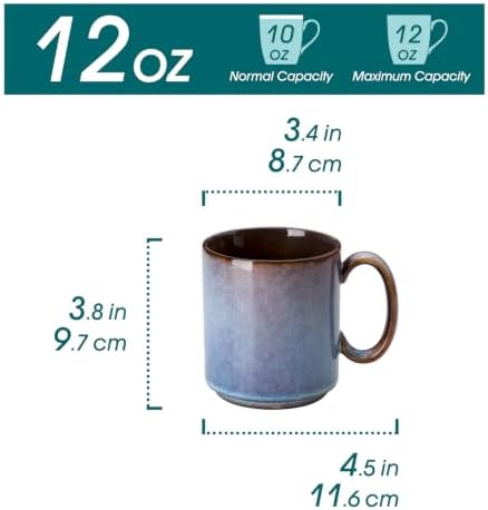vancasso ONION Ceramic Coffee Mugs Set of 6, 12 Oz Coffee Cups for Latte, Cappuccino, Tea & Hot Cocoa, Artisan Modern Style for Coffee Bar, Home & Kitchen, Microwave & Dishwasher Safe, Deep Blue Gray - Image 2