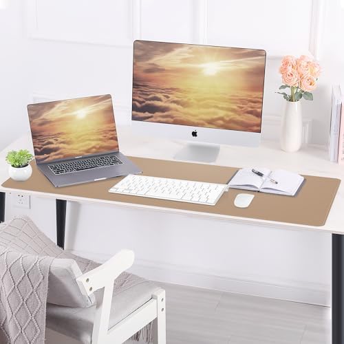 Desk Mat,47.2" x 17" Leather Desk mat,Double-Sided Desk Pad,Desk matt for Desktop,Large Mouse Pad,Office Desk mat,Waterproof Desk Blotter pad for Office&Home(Dark Apricot) - Image 6