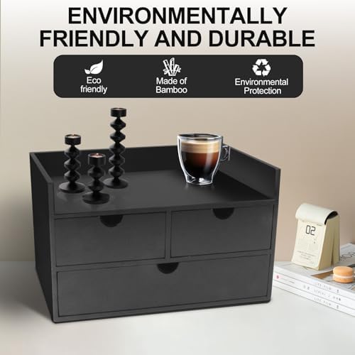 Charmewooden Bamboo Desk Organizer With Drawers Countertop Drawers Counter Storage Box Corner Desk Organizer for Home Office No Assembly Required - Image 4