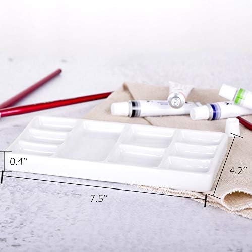 VanEnjoy White Square Ceramic Artist Paint Palette,Porcelain Watercolor Palette,Ceramic Mixing Tray for Watercolor Gouache Painting - Image 2