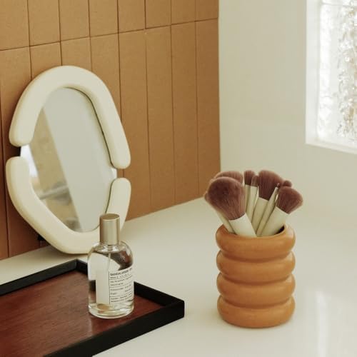 WENSHUO Ceramic Pen Holder for Desk, Makeup Brush Holder, Caramel Brown - Image 7