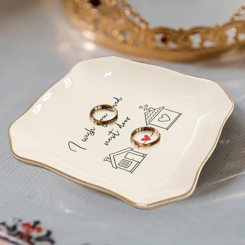 I Wish You Lived Next Door Jewelry Dish – Ceramic Ring Tray for Best Friend, Long Distance Friendship Gift, Jewelry Organizer Trinket Tray for Birthday, Christmas, Women - Image 5