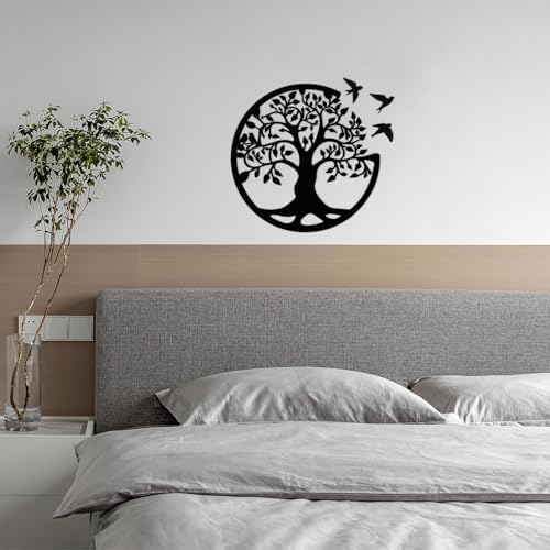 Tree of Life Wall Art 12 Inch Wooden Family Tree Wall Decor with 3 Birds - Image 3
