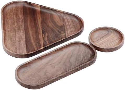 Normcore 3 Pack Wooden Serving Trays, Wood Serving Tray Wooden Decorative Coffee Tea Platter, Genuine American Walnut Serving Platters Set, Set of 3 for Living Room, Coffee Table, Home Decor - Image 4