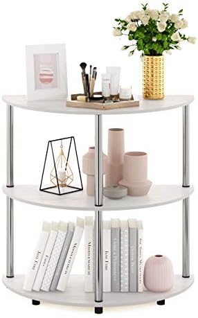 Furinno Frans Turn-N Half Round Console Table with Stainless Steel Tubes, White Oak, 15.6D x 31.1W x 30.8H in - Image 4