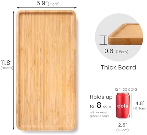 VERTORGAN Bamboo Serving Tray,11.8x5.9 Inch Trays,Home Decor(Natural) - Image 5