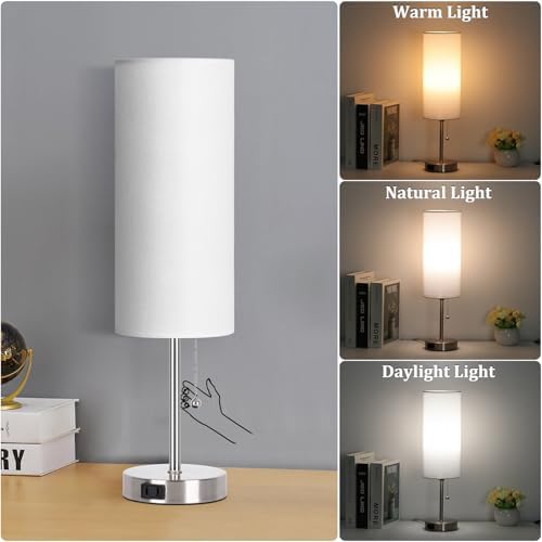 Dott Arts 18" Table Lamp for Bedroom, 3-Color Bedside Lamps with Pull Chain - Image 2