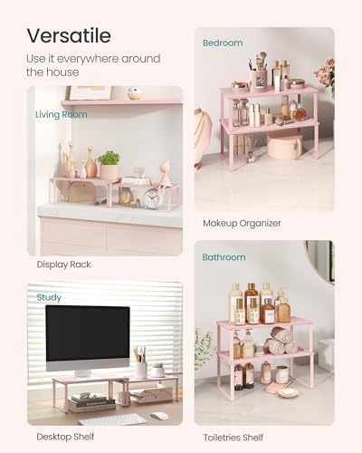 SONGMICS Cabinet Organizer Shelf, Set of 2 Spice Rack, Kitchen Storage - Image 5