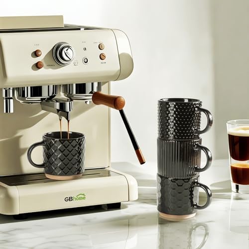 GBhome 6 OZ Stackable Coffee Mugs Set of 4, Ceramic Coffee Cups Set - Image 4