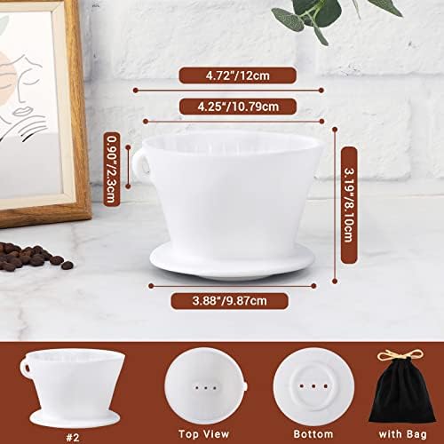 Segarty Camping Pour Over Coffee Maker, White Collapsible Silicone Coffee Dripper Single Cup with Storage Bag, Cone Filter Drip Holder, Slow Brewer for Travel, Backpacking - Image 2