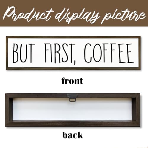 Coffee Signs for Coffees Station Decor, Farmhouse Table Shelf Decoration, Wall Art for Home Office Kitchen, Rustic Wooden Hanging Sign, But First Coffee Signs, 17.8x4x1.2 inches - Image 3