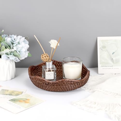 Hipiwe Decorative Key Bowl 8.5" Round Basket Bowl Handwoven Rattan Basket - Image 7