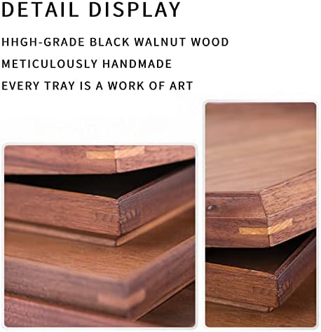 Wood Serving Trays for Home Bar Restaurant Coffee Shop - 11.81''L x 7.87''W Black Walnut Wood Tray, Tea Tray, Coffee Tray, Food Tray (M - 11.81'' x 7.87'') - Image 3