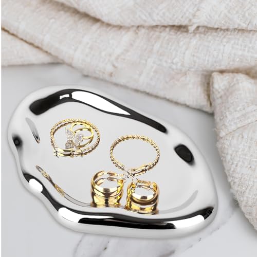 Silver Tray Decorative Vanity Tray Bathroom Tray Long Jewelry Dish - Image 7