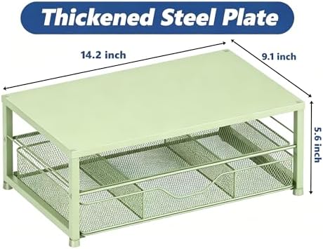 OPNICE Desk Organizers and Accessories, Computer Monitor Stand Riser with Drawer and 2 Pen Holders, Printer & Laptop Stand, Office Desk Accessories & Workspace Organizers for Home Office Supplies, Green - Image 6