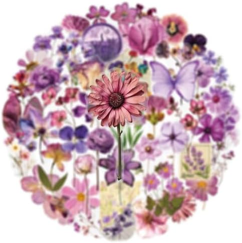 50PCS Transparent Flora Scrapbook Stickers, Flower-D - Image 4