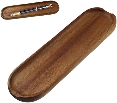Wooden Tray Brown Pen Tray, Wood Desk Accessories, Minimalist Pen Rest Suitable for School, Home, Office Desk Art Accessories (9.8 * 2.8in) by Unknown