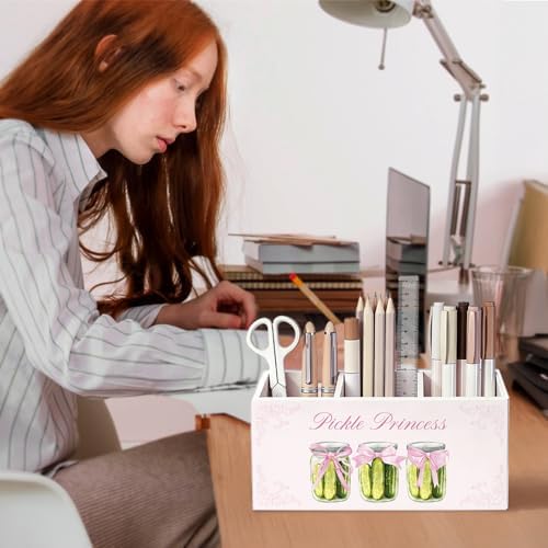 Pink Coquette Bow Pickle Pen Pencil Holder for Desk Decor - Image 4