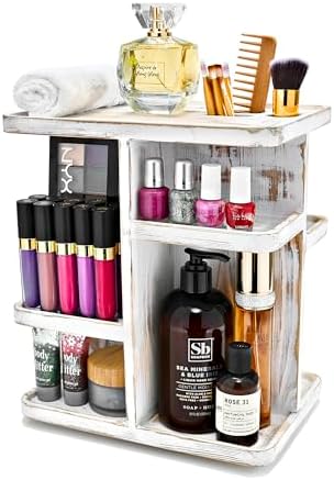 Sorbus Bamboo Makeup Organizer, Rotating Cosmetic Storage for Vanity (Grey) by Sorbus