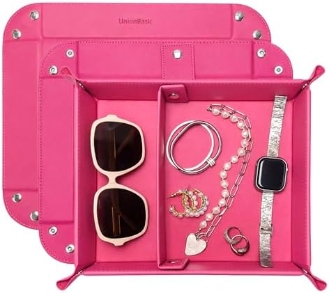 UnionBasic Medium Jewelry Tray for Rings Watches Earrings, Entryway Catchall Caddy for Coins Keys Change, Nightstand Bedside Valet Holder, Trays for Electronic Gadgets, Roseo Plus by UnionBasic