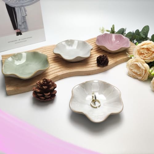 Ceramic Leaf Jewelry Dish, Tiny Key Bowl, Small Ring Dishes Holder, White Trinket Tray - Nightstand Decor for Entryway Table, Home Decor Gift for Mom, Women, Girls - Image 6