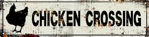 Retro Tin Metal Sign Chicken Statement Farmhouse Bathroom Wall Decor for Home Vintage Bar or Dorm Unique Gift Idea for Friends 4x16 in by LMDDFZS