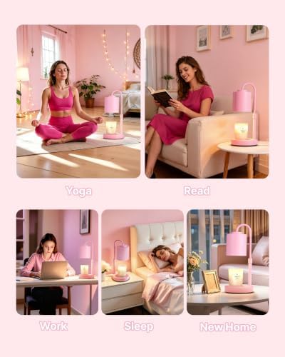 CASTLELIFE Dimmable Candle Warmer Lamp with Timer, Height Adjustable Candle Warmer for Jar Candles, Electric Wax Melt Warmer for Home Decor House Warming Gifts, Birthday Gifts for Women, Baby Pink - Image 5
