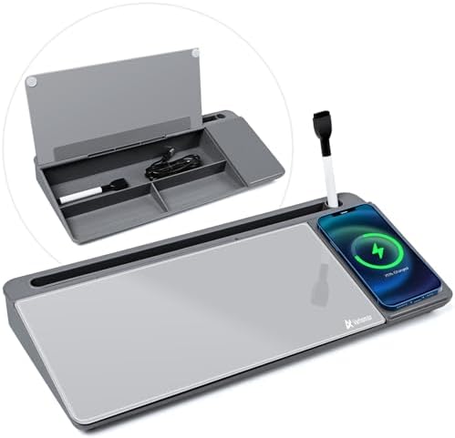 Varhomax Glass Desk Whiteboard with Wireless Charger by Varhomax
