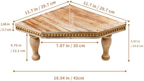 Wood Corner Counter Shelf Thicken Framehouse Decorative Tray (Retro White) - Image 2