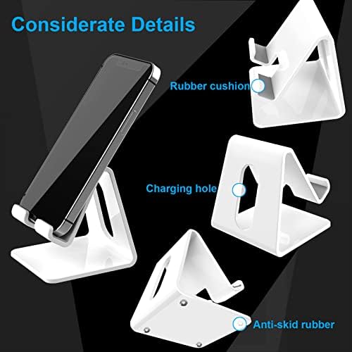 Crpich Acrylic Cell Phone Stand, Portable Phone Holder, White Phone Stand for Desk, Compatible with Phone16 15 14 13 12 Pro Max Mini 11 Plus, Switch, Android Smartphone, Pad, Tablet, Desk Accessories - Image 3