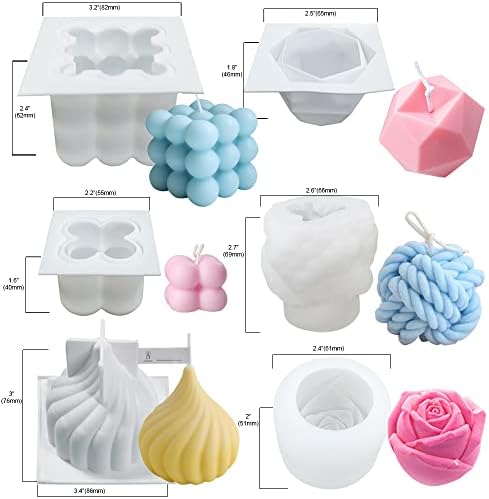 6Pcs Silicone Candle Molds Set for Candle Making, Yarn Ball Bubble Candle Mold, 3D Rose Silicone Mold, Cake Mold for Baking Desser, Silicone Mold for Soy Wax, Soap, DIY Scented Candle - Image 2
