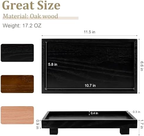 Decorative Tray Small Pedestal Stand Farmhouse Bathroom Decor Wooden Riser Display Stand for Vanity, Kitchen Countertop, Sink, 11.4 * 6.7 Black - Image 5