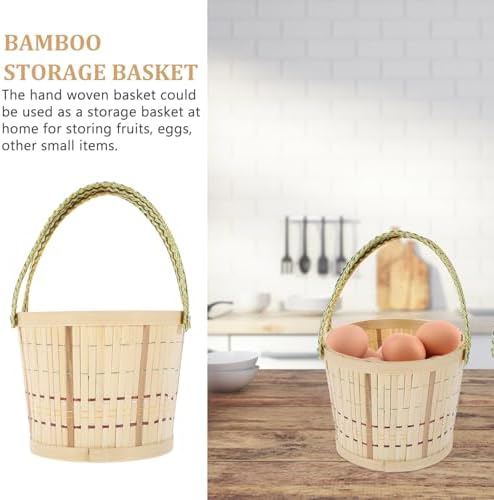 Woven Basket for Fruit and Eggs, Small Handheld Storage Basket, Natural Material, Large Capacity Organizer for Kitchen and Picnic Use - Image 3