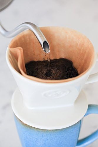 Simply Charmed Ceramic Pour Over Coffee Maker with 40 Count Melitta Filters - Elegant Single Serve Coffee Dripper for Rich Brewed Pour Over Coffee - Base Measures 4", Height 3" - Brews 8-16 oz - Image 5