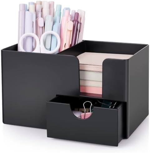 SKYDUE Small Desk Organizer with Sticky Notes Holder,Pen Holder for Desk by SKYDUE