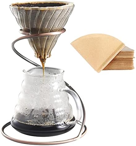 Pour Over Coffee Maker Set - Glass Dripper, Metal Stand, 600ml Heat-Resistant Server, 40 Filters - 4 in 1 for Home or Office (Bronze) by Unknown