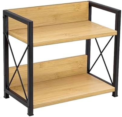 Office Desk Shelf Organizer, Wood Desktop Bookshelf Supplies Storage Rack, Shelf for Top of Desk and Dresser and Cubicle Decor Aesthetic Bookshelf (Bamboo, Small 12.9" Lx6.3 Wx10.2 H) by Janebert