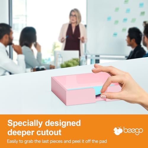 Beego Sticky Note Holder Organizer - 4x6 in Lightpink Acrylic Notepad Holder Acrylic Sticky Note Dispenser Cute Memo Holder (NO PADS) for Dorm Room Office Desk Organization - Image 5
