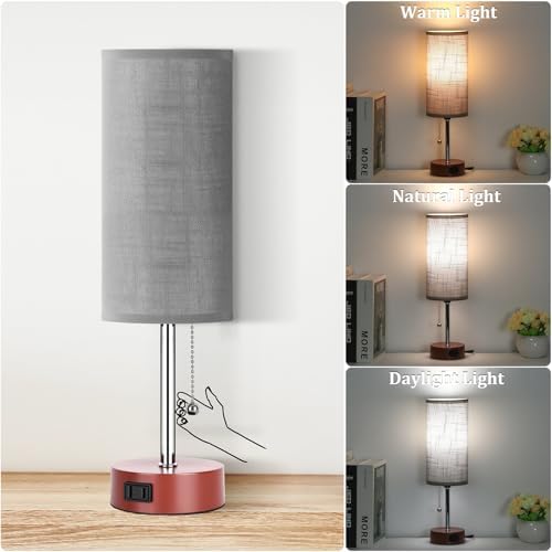 Dott Arts Table Lamp for Bedroom, 3-Color Bedside Lamps with Pull Chain - Image 2