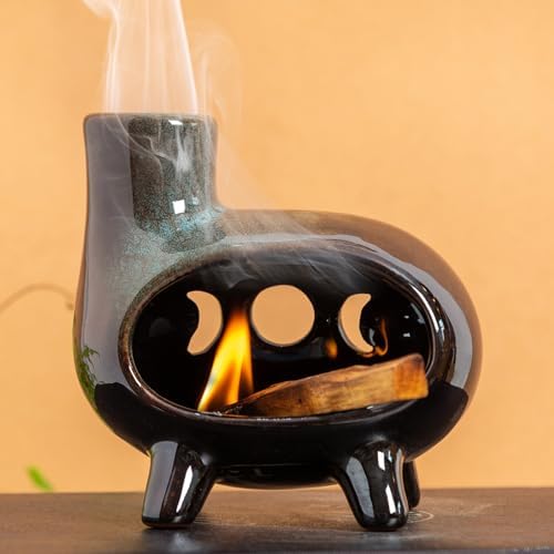 MOUGIGI Handcrafted Ceramic Palo Santo Holder Burner with Green Glaze by MOUGIGI