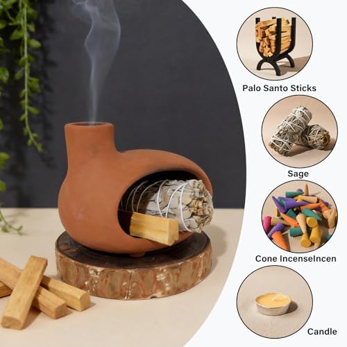 Orange-Red Terracotta Palo Santo Holder, Mini Chiminea Incense Burner - Image 4