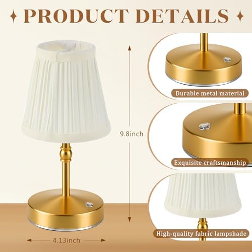 Liliful 2 Pcs Cordless Table Lamp LED Touch, Gold, Weaving Style - Image 2