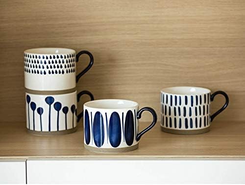 Koja Colorful Hand Painted Ceramic Mugs, 16 oz, Set of 4, Dishwasher Safe - Image 4