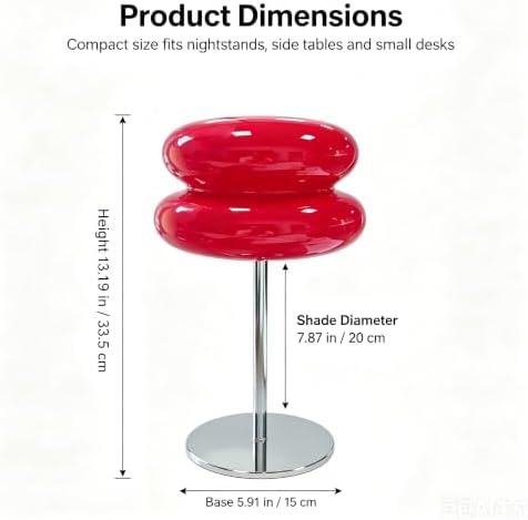 Bedroom Mushroom lamp, Medieval Modern Bedside Table lamp, dimmable Retro Egg Tart Headlight, Unique Home Mushroom Decoration Aesthetic Lovely Living Room Desk lamp (Red) - Image 2